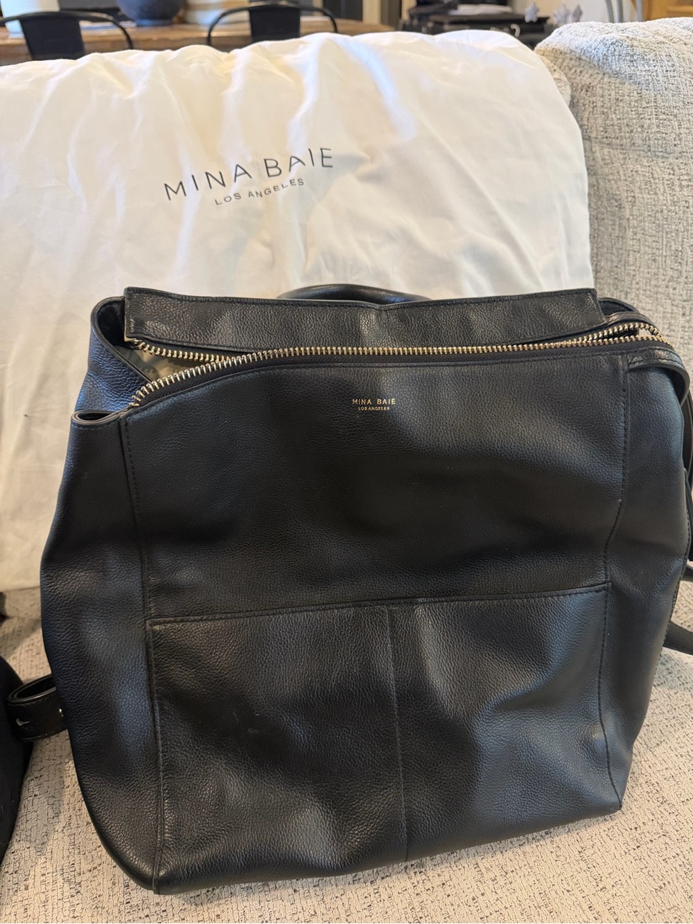 Mina Baie Full Black/Gold Leather Harper